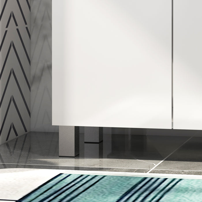 High Gloss Bathroom Cabinet - Sleek Freestanding Cupboard with Drawer & Adjustable Shelf - Space-Saving Storage Solution for Bathroom Essentials