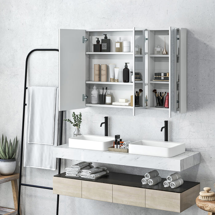 Wall-Mounted Medicine Cabinet - Frameless Bathroom Storage with Mirror, White - Ideal for Organized Bathroom Spaces