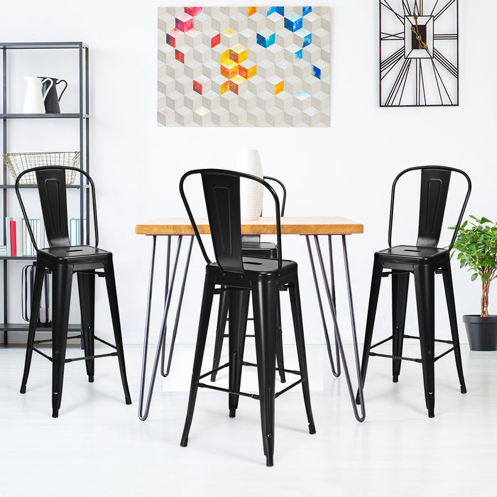 Sturdy Metal Bar Stools - Removable Back & Rubber Feet, Ideal for Kitchen, Bar, Restaurants - Perfect Seating Solution in Black Finish