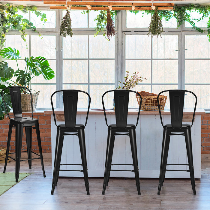 Sturdy Metal Bar Stools - Removable Back & Rubber Feet, Ideal for Kitchen, Bar, Restaurants - Perfect Seating Solution in Black Finish