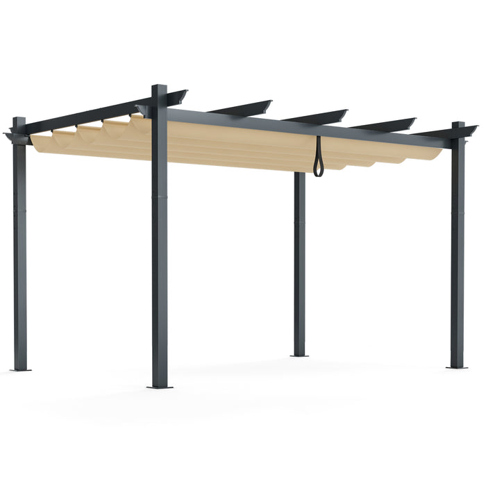 3 x 4M Sun Shade Canopy - Outdoor Retractable Pergola Feature - Ideal Shelter for Deck or Patio