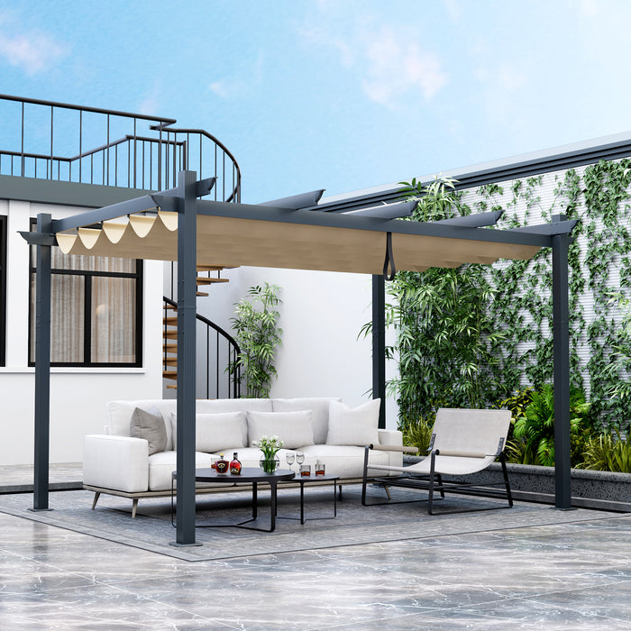 3 x 4M Sun Shade Canopy - Outdoor Retractable Pergola Feature - Ideal Shelter for Deck or Patio