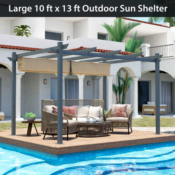 3 x 4M Sun Shade Canopy - Outdoor Retractable Pergola Feature - Ideal Shelter for Deck or Patio