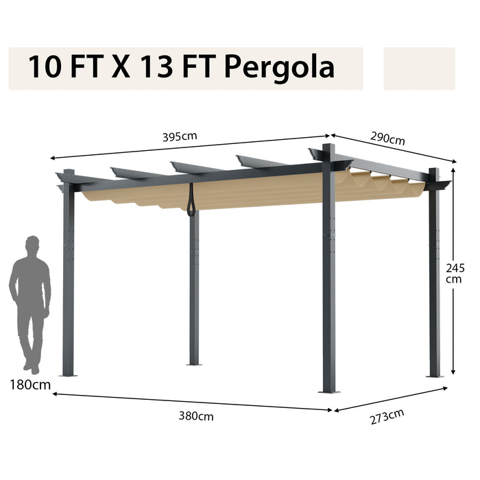 3 x 4M Sun Shade Canopy - Outdoor Retractable Pergola Feature - Ideal Shelter for Deck or Patio