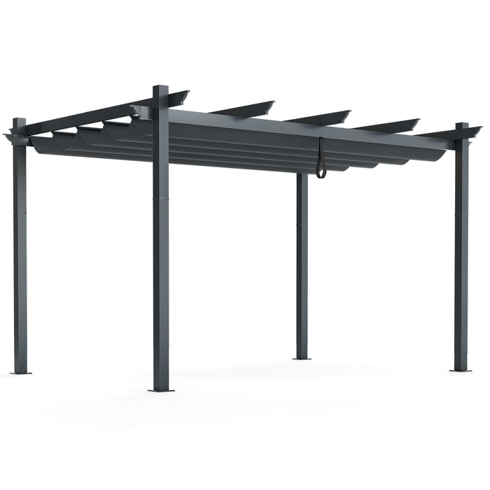 3 x 4M Sun Shade Canopy - Outdoor Retractable Pergola Feature - Ideal Shelter for Deck or Patio