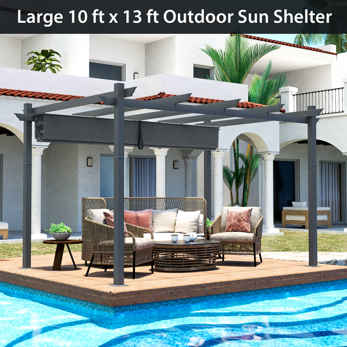 3 x 4M Sun Shade Canopy - Outdoor Retractable Pergola Feature - Ideal Shelter for Deck or Patio