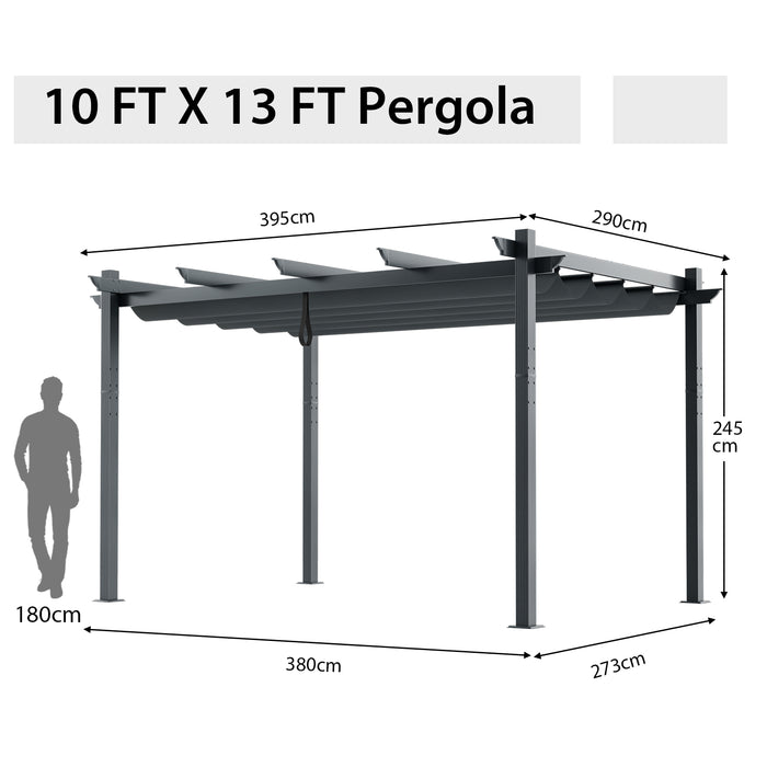 3 x 4M Sun Shade Canopy - Outdoor Retractable Pergola Feature - Ideal Shelter for Deck or Patio