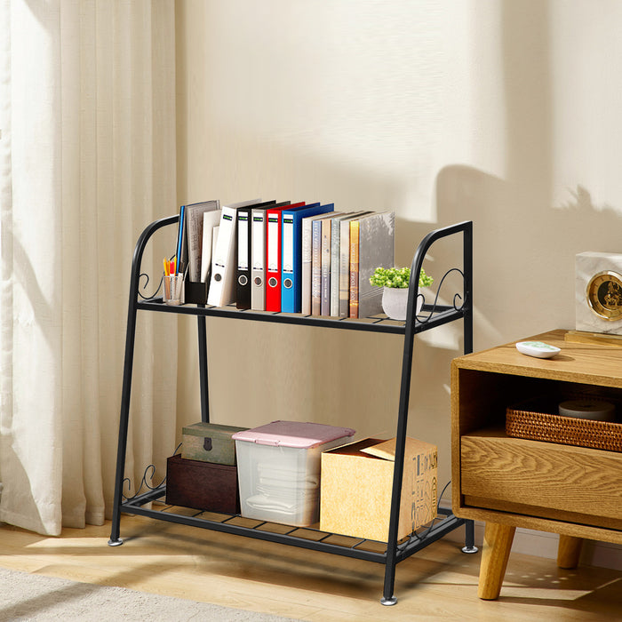 Metal Flowerpot Organizer Rack, 2-tier - Patio, Garden, Balcony Plant Stand - Perfect for Outdoor Green Thumbs