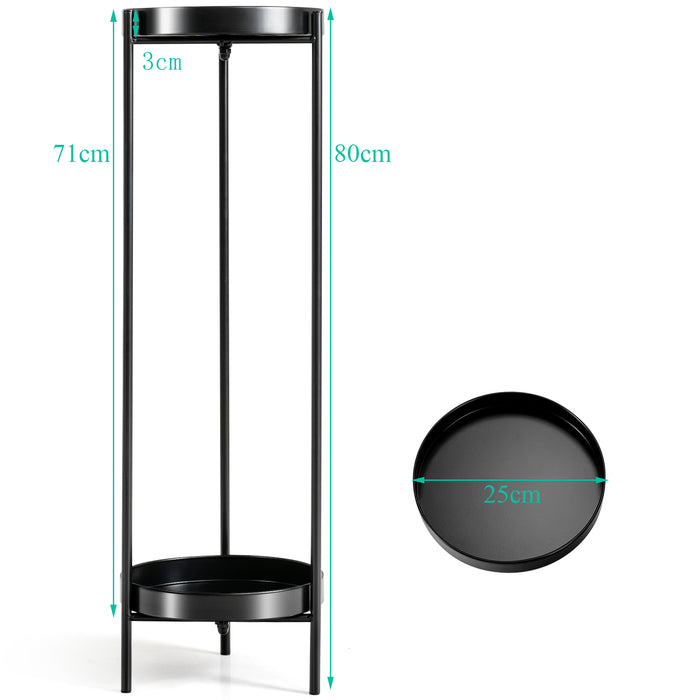 Metal Garden Plant Stand 2-Tier - Home and Patio Decor with Removable Trays - Ideal for Displaying Beautiful Plants and Flowers