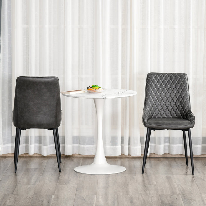 Vintage-Inspired Grey PU Leather Chairs - Set of 2 Upholstered Side Chairs with Metal Legs for Dining & Living Room Areas - Ideal for Home and Small Spaces Comfort Dining