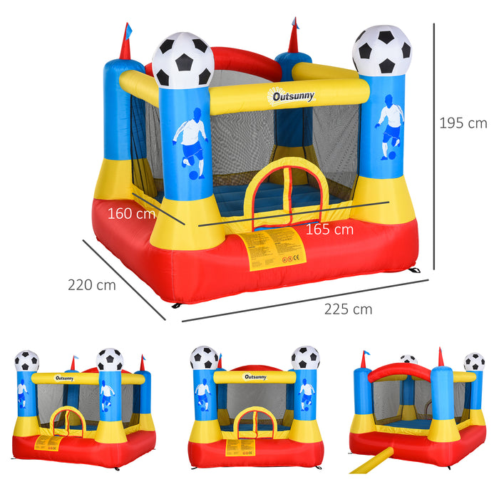 Kids Inflatable Bounce House - Football Field-Themed Trampoline with Included Blower, 2.25 x 2.2 x 1.95m - Ideal Play Area for Children Ages 3-12