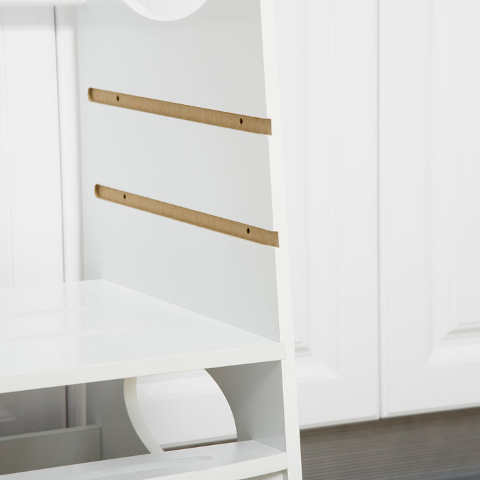 Adjustable Kids Step Stool - Toddler Kitchen Helper Tower with Standing Platform - Safe Cooking Access for Children Counter Height White