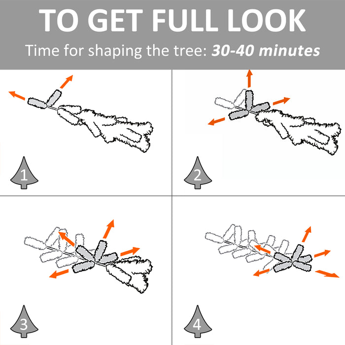 HOMCM 6ft Pre-Lit Christmas Tree - White Artificial Tree with 230 LED Lights and Star Topper, Tri-Base Stand - Full-Bodied Design for Festive Home Decor