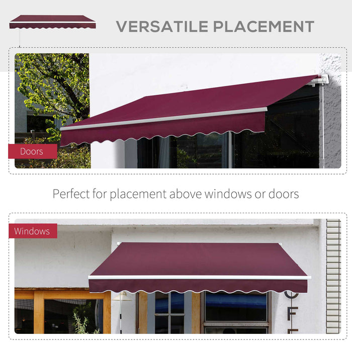 Manual Retractable Awning 3x2.5m - Garden Patio Sun Shade Canopy in Vibrant Red - Ideal for Outdoor Comfort and Entertaining