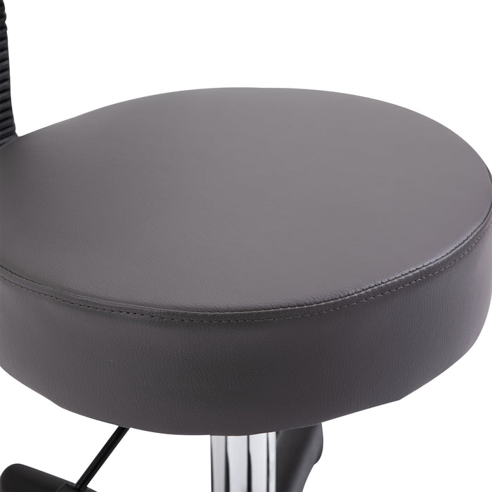 Swivel Salon Chair with Padded Seat - 5-Wheel Adjustable Height for Hairdressers, Tattoo Artists, and Spa Use - Rolling Comfort Cushion in Professional Grey
