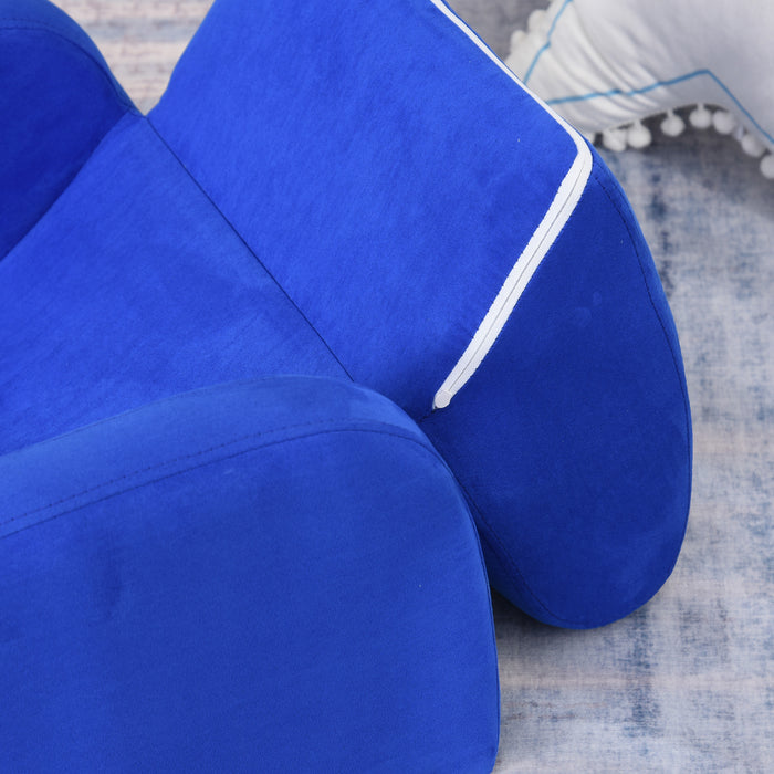 Kids 2-in-1 Sofa Chair Bed - Folding Soft Flannel Foam Couch for Toddlers - Convertible Furniture for Playroom & Bedroom, Ages 3-4, Blue