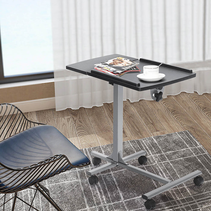 Mobile Laptop Stand C-shaped - Lockable Casters with Tilting Top Feature - For People In Need of Mobility While Working