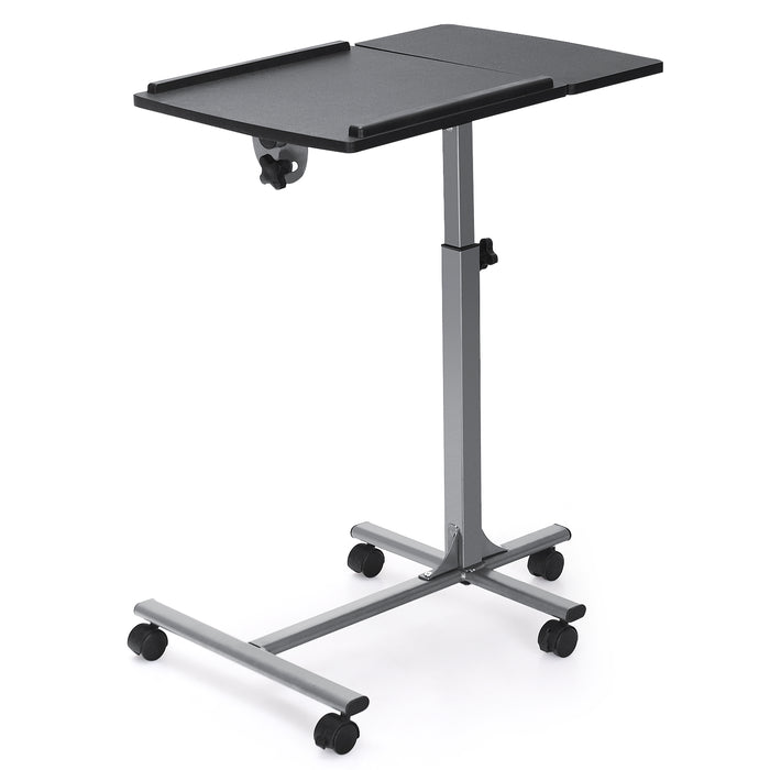 Mobile Laptop Stand C-shaped - Lockable Casters with Tilting Top Feature - For People In Need of Mobility While Working