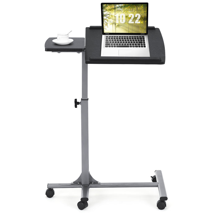 Mobile Laptop Stand C-shaped - Lockable Casters with Tilting Top Feature - For People In Need of Mobility While Working