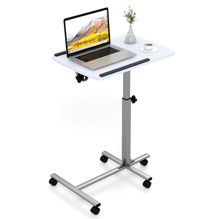 Mobile Laptop Stand C-shaped - Lockable Casters with Tilting Top Feature - For People In Need of Mobility While Working