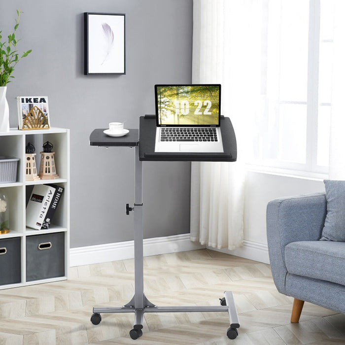 Rolling Laptop Stand - Adjustable Table with Lockable Wheels - Ideal for Workstation Flexibility