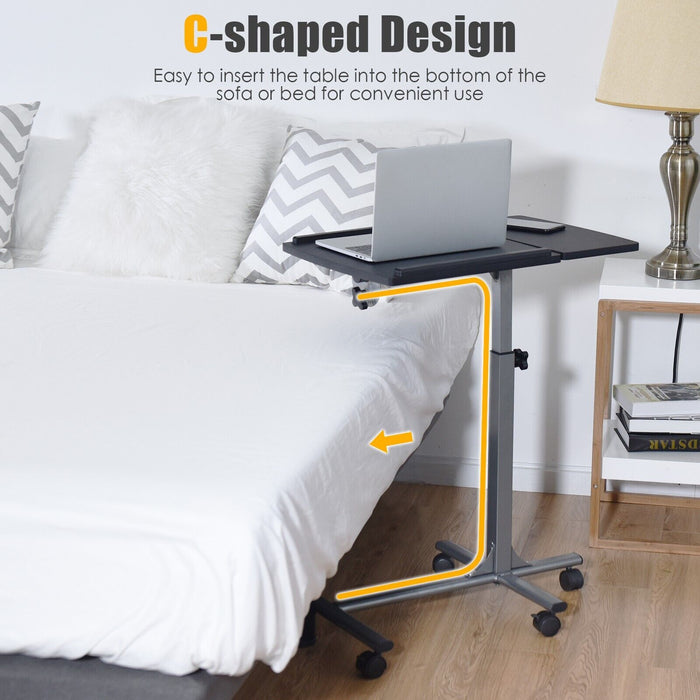 Rolling Laptop Stand - Adjustable Table with Lockable Wheels - Ideal for Workstation Flexibility