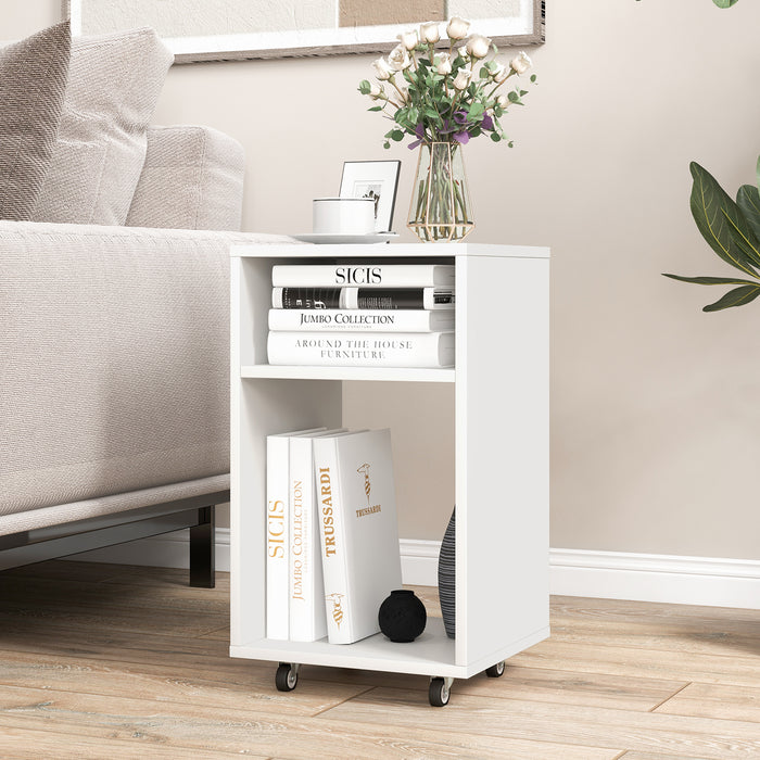 Mobile Rolling - Vertical File Cabinet with 2 Open Shelves - Ideal for Office Organizing and Storage Solution