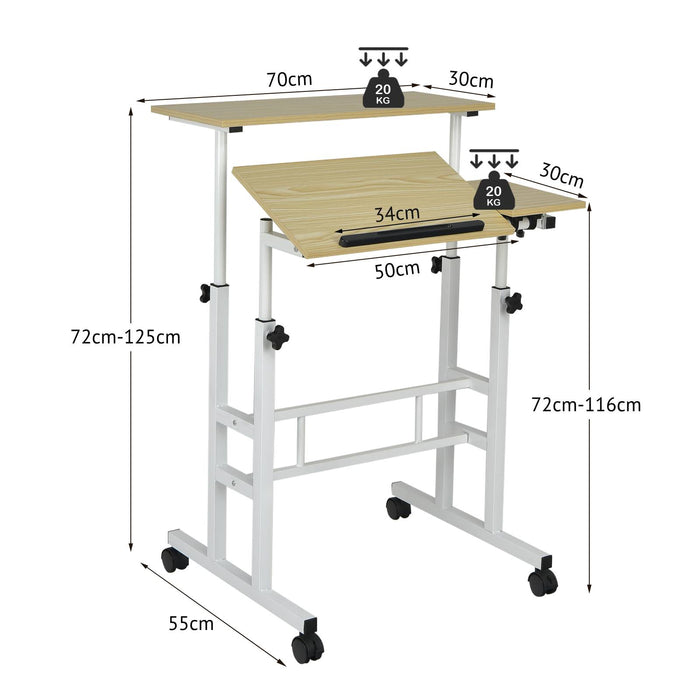 Workstation on Wheels - Height Adjustable Stand up or Sit down Desk - Ideal for Flexible Working Environments