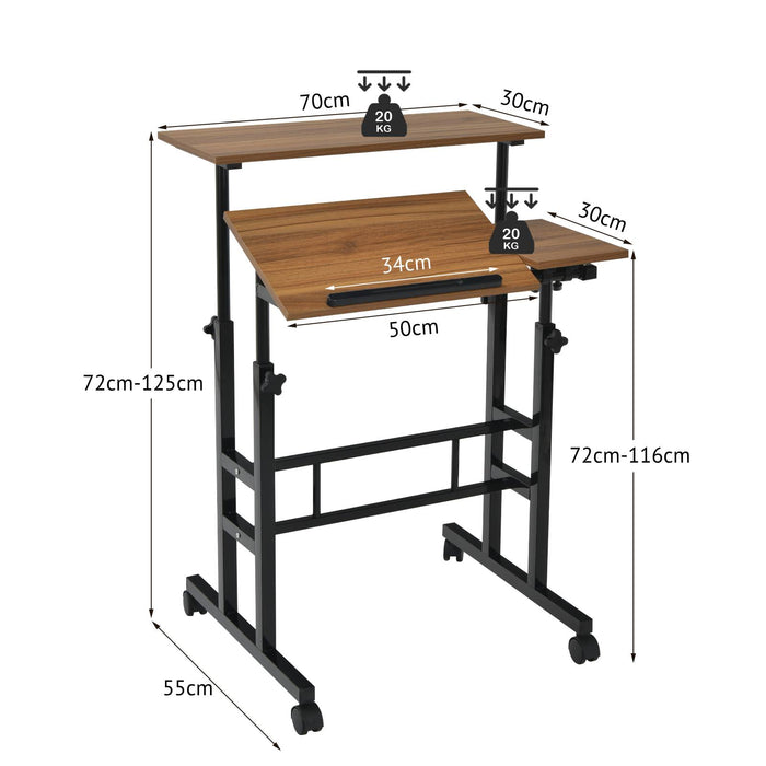 Workstation on Wheels - Height Adjustable Stand up or Sit down Desk - Ideal for Flexible Working Environments