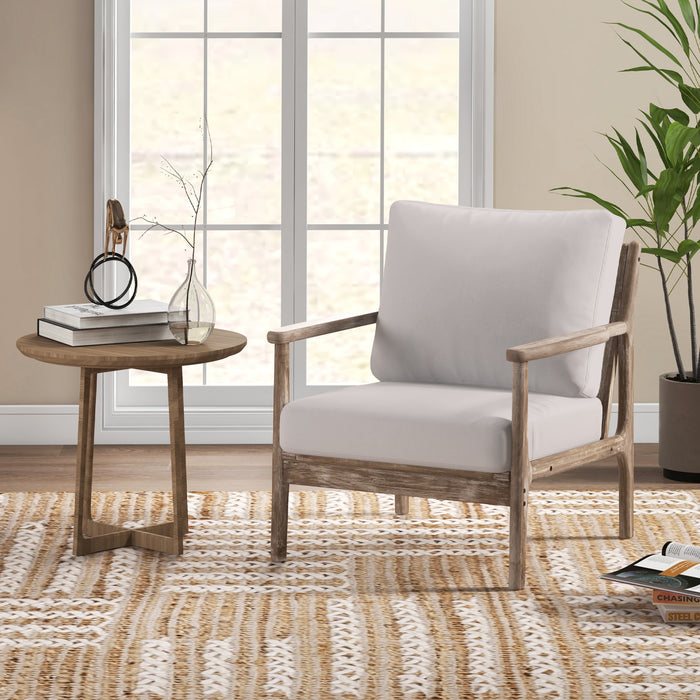 Modern Accent Chair - Wooden Armchair with Solid Rubber Wood Armrests - Elegant Seating Solution for Contemporary Homes