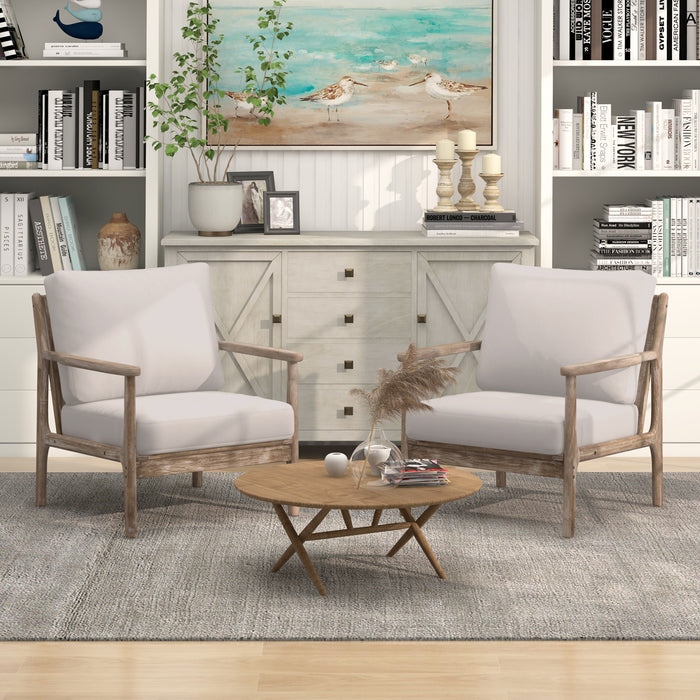 Modern Accent Chair - Wooden Armchair with Solid Rubber Wood Armrests - Elegant Seating Solution for Contemporary Homes