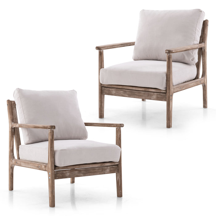 Modern Accent Chair - Wooden Armchair with Solid Rubber Wood Armrests - Elegant Seating Solution for Contemporary Homes