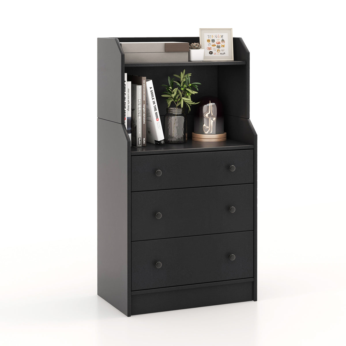 Unknown Brand - Contemporary Dresser featuring Chest of Drawers and Built-In Shelves - Ideal Storage Solution for Bedrooms