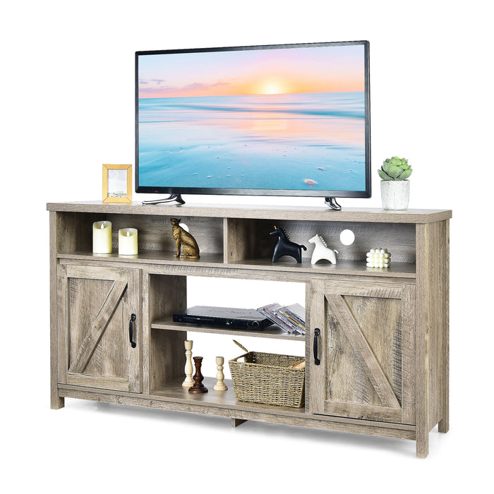 Farmhouse-Style TV Cabinet - Accommodates TVs Up to 65 Inches, Features Barn Doors - Ideal For Creating A Modern Rustic Aesthetic
