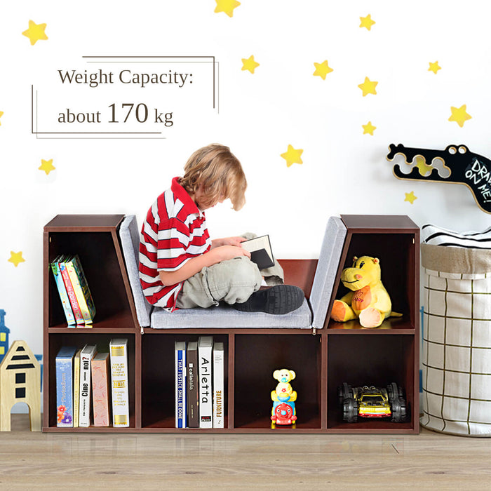 Storage Organizer Cabinet - Contemporary Dark Brown Design with Seat Cushion - Ideal for Decluttering and Adding Comfort to Any Space