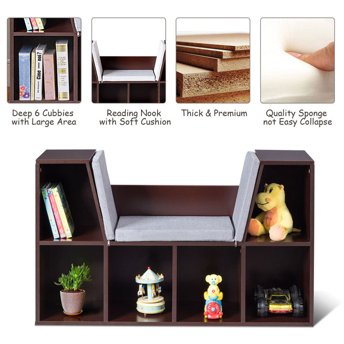 Storage Organizer Cabinet - Contemporary Dark Brown Design with Seat Cushion - Ideal for Decluttering and Adding Comfort to Any Space