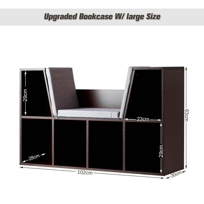 Storage Organizer Cabinet - Contemporary Dark Brown Design with Seat Cushion - Ideal for Decluttering and Adding Comfort to Any Space