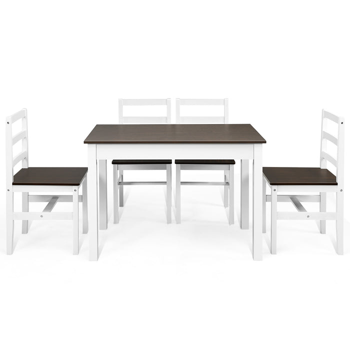 Modern Pine Wood Table & Chairs Set - Solid Dining Room Furniture with Wooden Legs - Perfect for Family Meals, Hosts and Entertainers