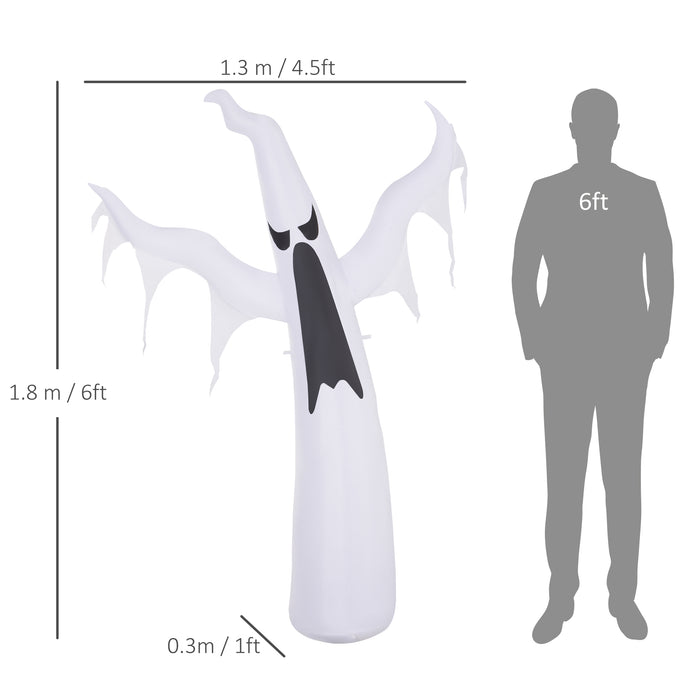 Inflatable Scary Ghost with LED Lights - 1.2M Tall Halloween Outdoor Decor - Quick Shipping for Spooky Ambiance