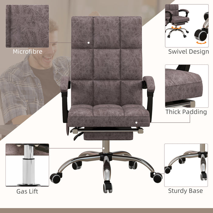 Executive Vibration Massage Office Chair - Microfiber Computer Seat with Reclining Back and Armrests, Charcoal Grey - Ideal for Professional Relaxation and Comfort at Work
