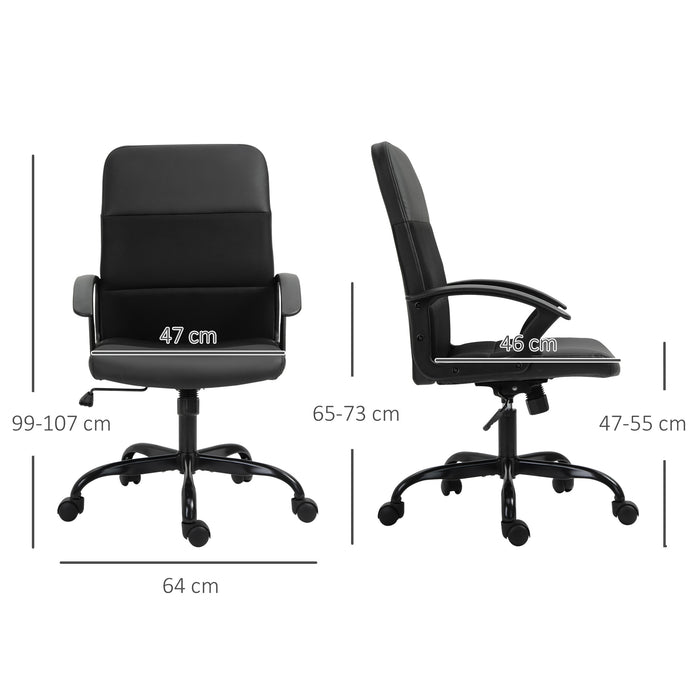 Ergonomic PVC Leather Office Chair with Mesh Panel - Swivel Seat, Padded, Adjustable Height & Tilt, 5-Wheel Base - Comfortable Desk Seating for Professionals