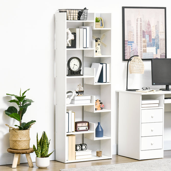 6-Tier Modern Bookcase - 11 Open Shelves Freestanding Shelving Unit for Storage - Ideal for Home Office, Study Room Organization, White