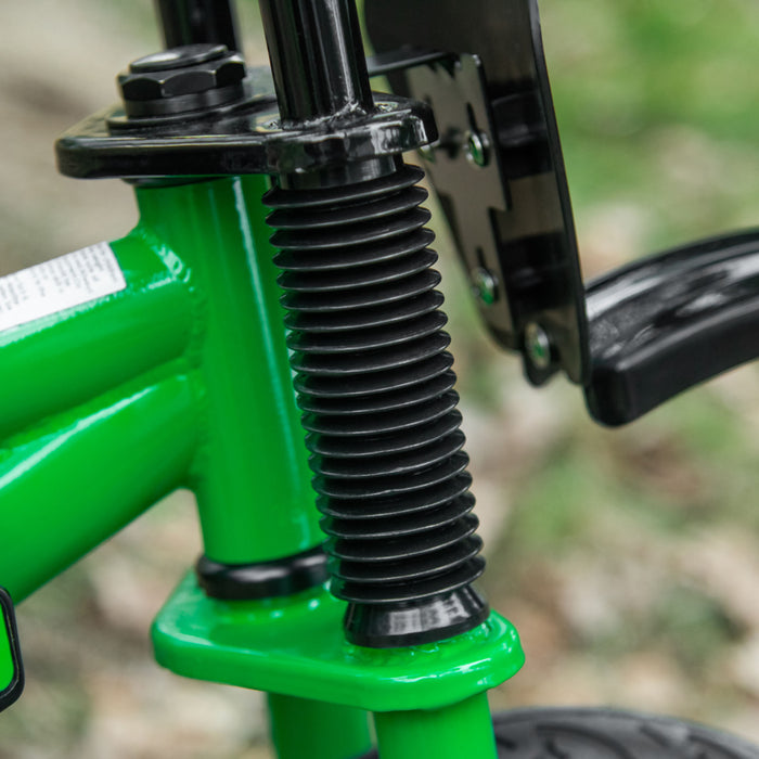 Kids Balance Bike - 12" No-Pedal Training Cycle with Motorbike Design, Air-Filled Tires & Adjustable PU Seat - Ideal for 3-6 Year Old Children Learning Balance & Coordination, Green