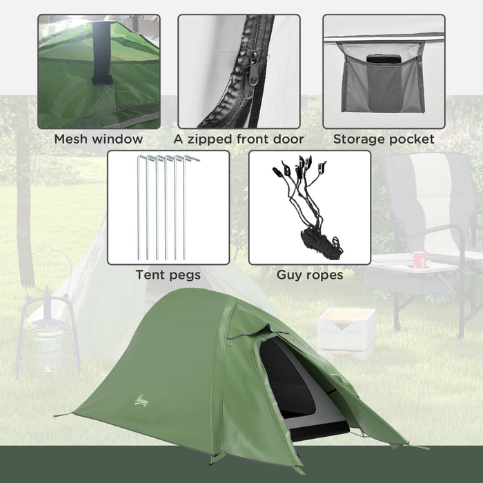Double Layer Backpacking Shelter for 1-2 People - Waterproof 2000mm Portable Camping Tent with Carry Bag, Lightweight Design - Ideal for Hikers and Outdoor Adventurers