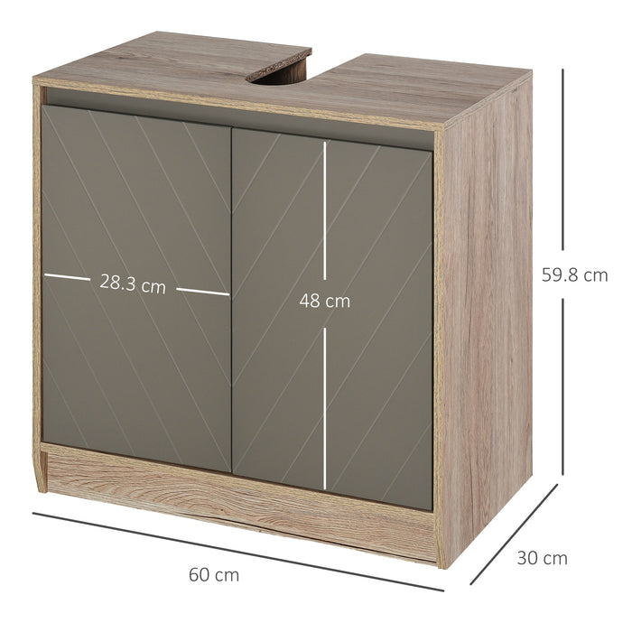 Under Sink Storage Organizer - Floor-Standing Cupboard with Adjustable Shelf, 2-Door Bathroom Cabinet in Versatile Grey - Ideal for Bathroom Space Saving & Organization