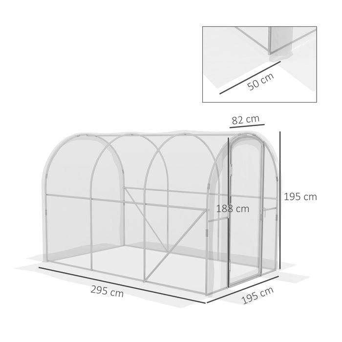 Walk-in Polytunnel Greenhouse with PE Cover - Sturdy Galvanized Steel Frame, 3m x 2m x 2m, Transparent - Ideal for Year-Round Gardening and Plant Protection