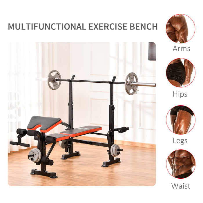 Multifunctional Adjustable Weight Bench - Leg Developer and Barbell Rack Included for Weightlifting and Strength Training - Ideal Home Gym Equipment for Fitness Enthusiasts