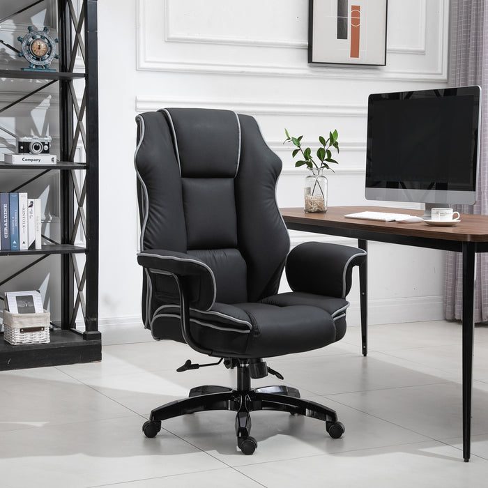 Ergonomic High-Back PU Leather Gaming Chair - Swivel Office Desk Chair with Padded Armrests and Adjustable Height - Comfortable Recliner Perfect for Gamers and Professionals