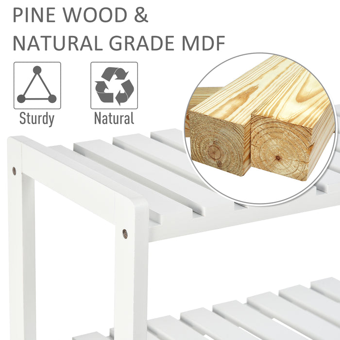 3-Tier Wooden Shoe Rack with Slatted Shelves - Spacious, Open, Hygienic Footwear Organizer - Ideal for Family and Guest Use in Home Hallways