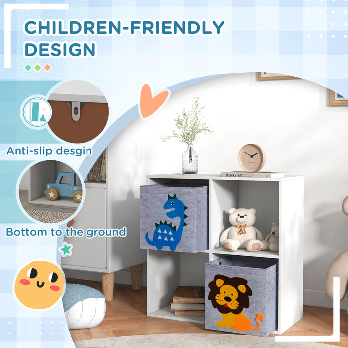 Kids' Storage Organizer - Playful Toy Box with Dual Non-Woven Fabric Bins, 61.8cm Cube - Perfect for Neatly Tidying Toys and Children's Accessories